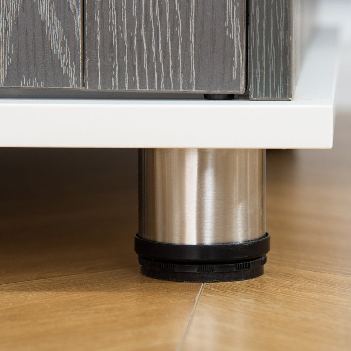 Transportkasse til mellemstore og små hunde, aflåselig træmateriale, stål, grå + hvid