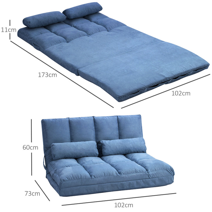 Gulvsovesofa sofa, foldbar, justerbar ryglæn, 102 cm x 73 cm x 60 cm, blå