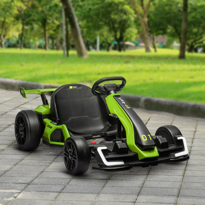 24V elektrisk gokart til børn med driftfunktion, 6-12 år, grøn