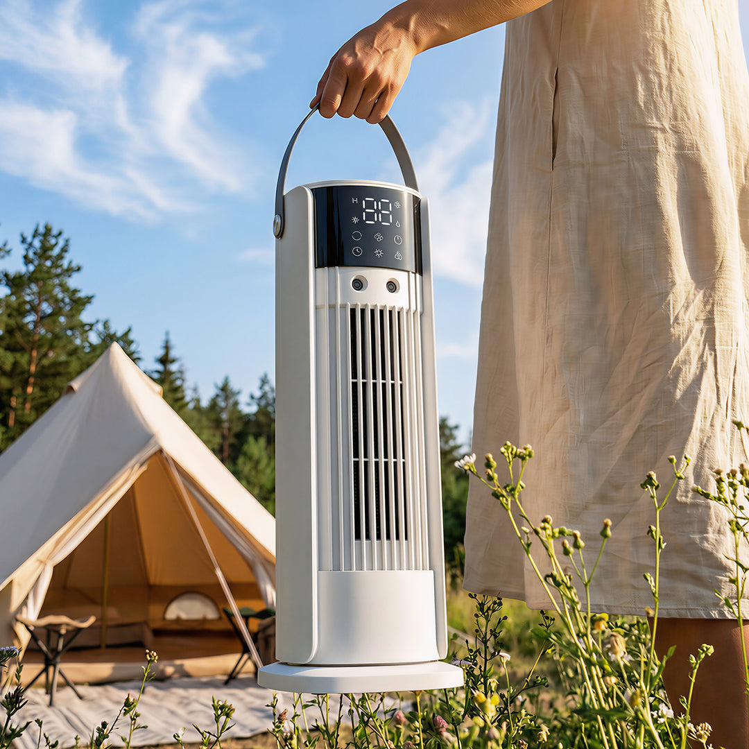 Tårnventilator til soveværelset, 40 cm bordventilator med dugfunktion, 3 hastigheder, 90° oscillation, timer