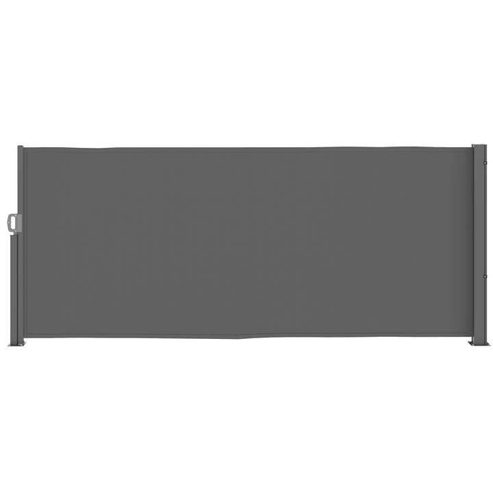 Sidemarkise, udtrækkelig, uigennemsigtig privatlivsskærm med vægbeslag, belægning, 300x140 cm, mørkegrå