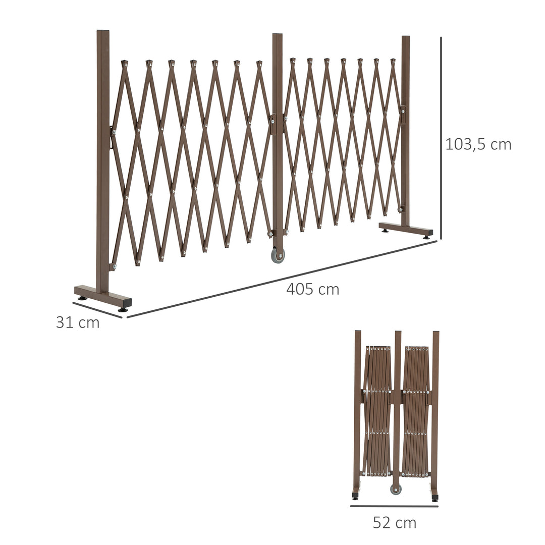 Sakselågebarrier sakselbarrier udtrækkelig 52-405cm havealuminium brun h103,5cm