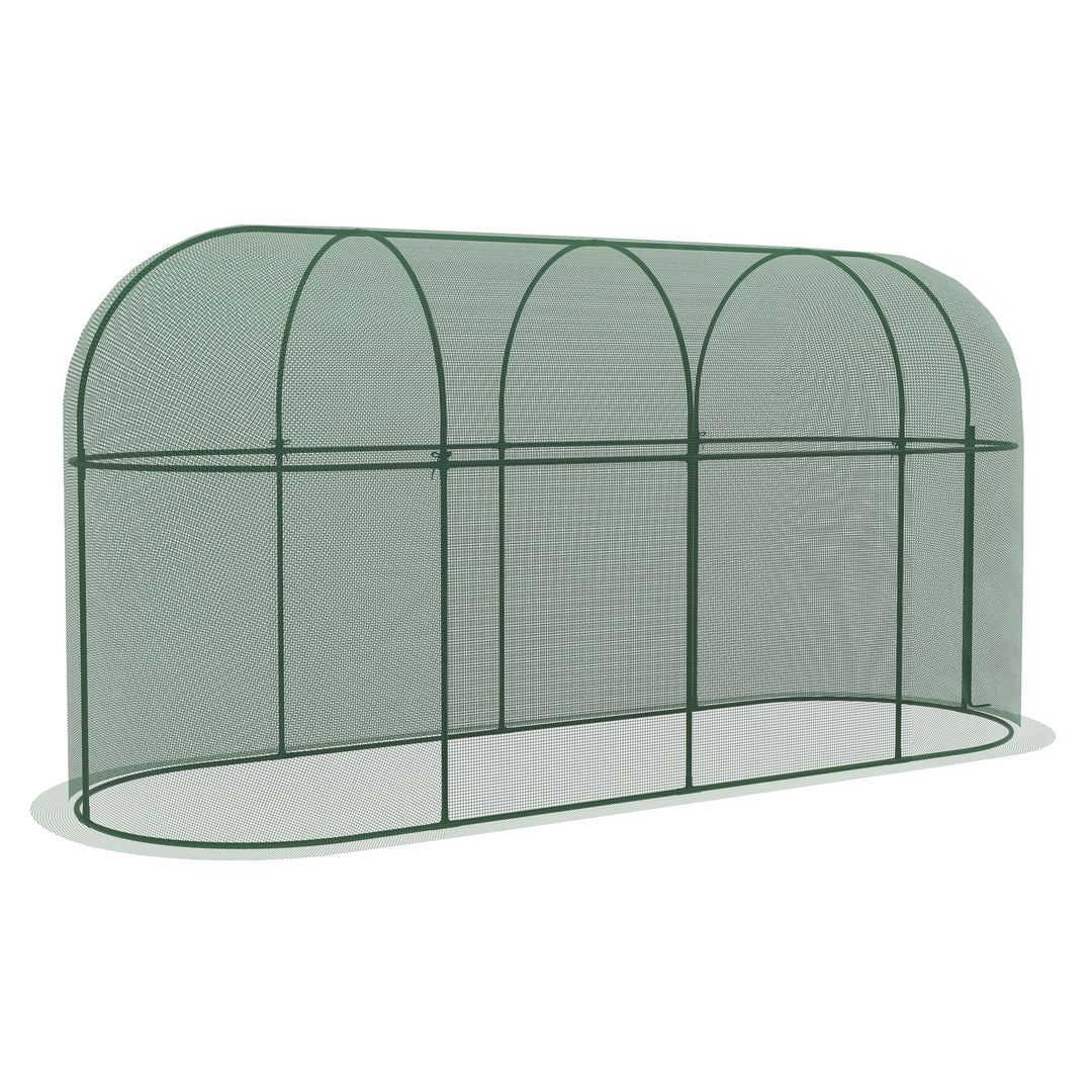 Fuglebeskyttelsesnet, metalramme, lynlåsdør, nem montering og afmontering, 3 x 1 x 1,5 m, grøn