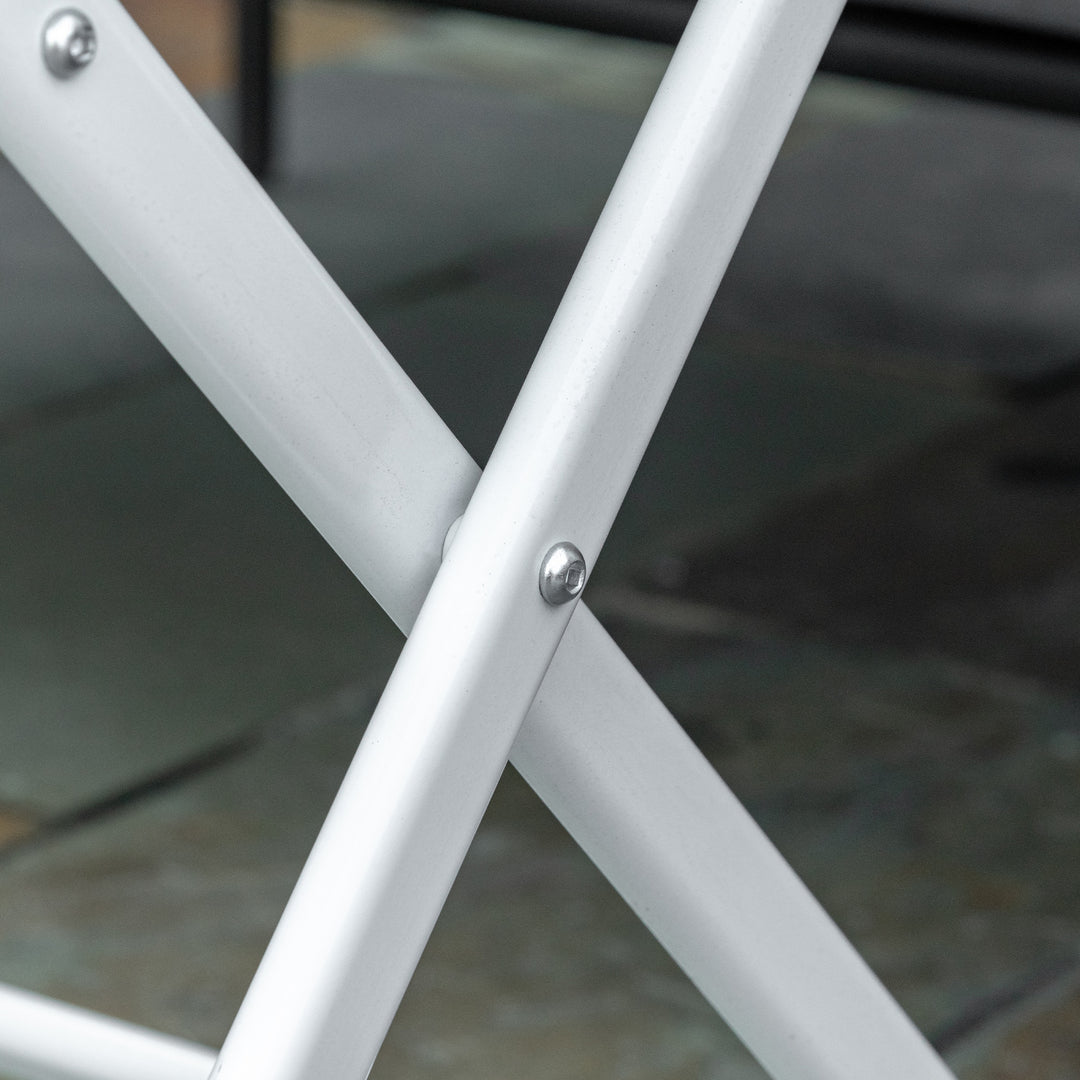Klapbord havebord med 42 mm 50 mm paraplyhul klapbord foldbart sidebord balkonbord picnicbord spisebord metal hærdet glas hvid 110 x 70 x 70 cm
