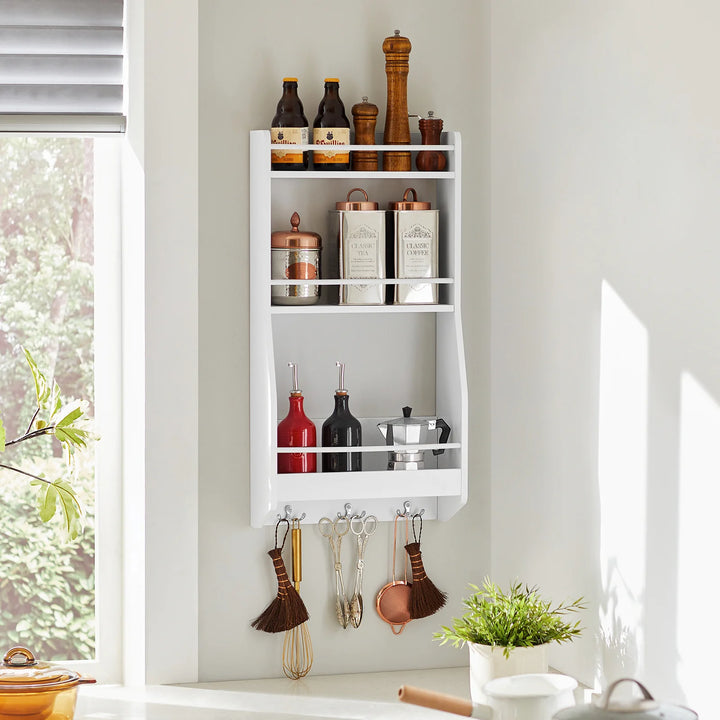 Vægmonteret hylde i skandi-look, B38 x D17 x H75 cm, hvid