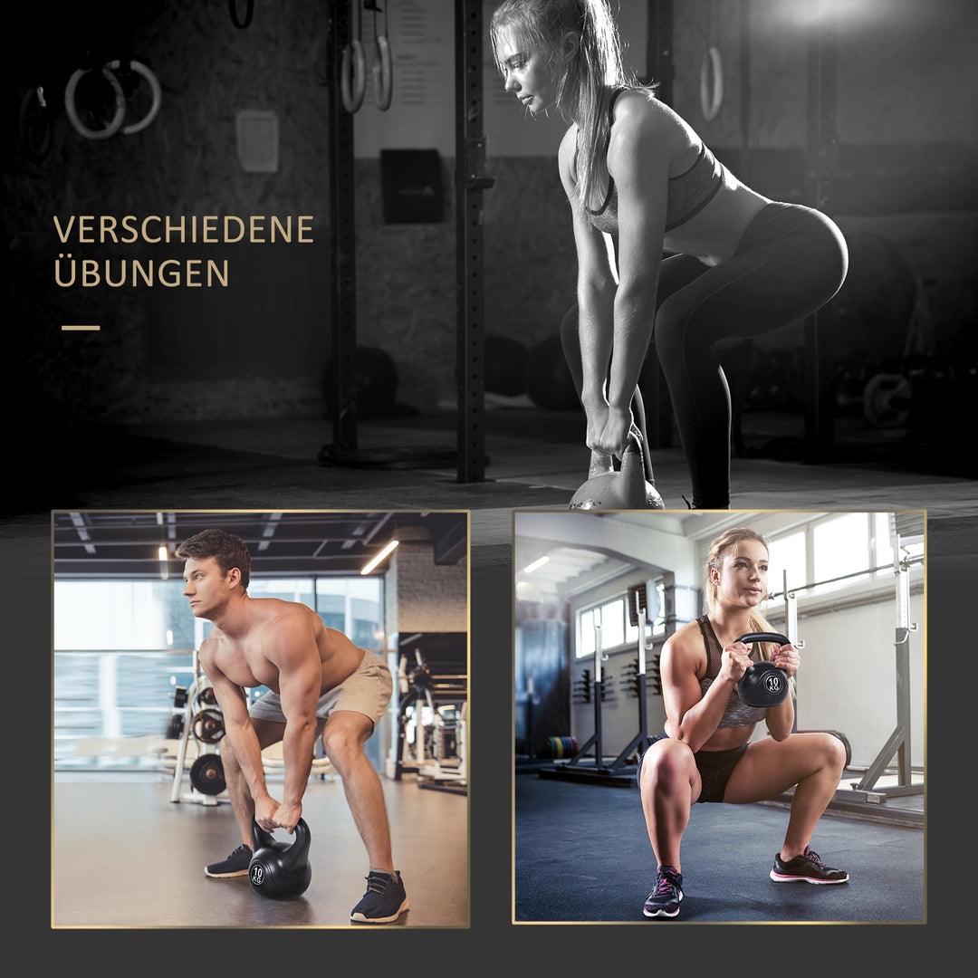 Kettlebell 10 kg vægthåndvægt fyldt med sand til begyndere sort