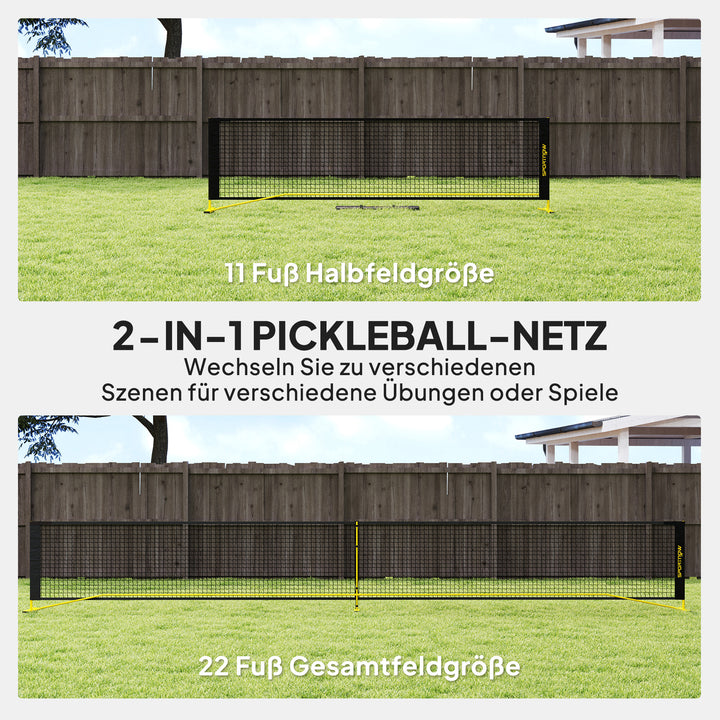 Pickleball-net 6,7 m Bærbart med bæretaske Metalramme Gul