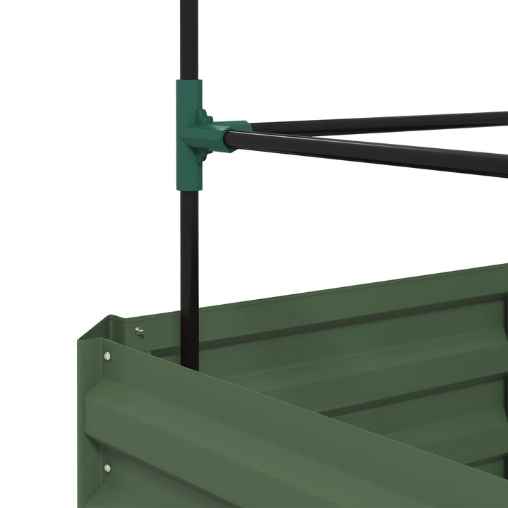 Højbed med espalier, åben bund, vejrbestandig, 61 cm x 61 cm x 140 cm, grøn