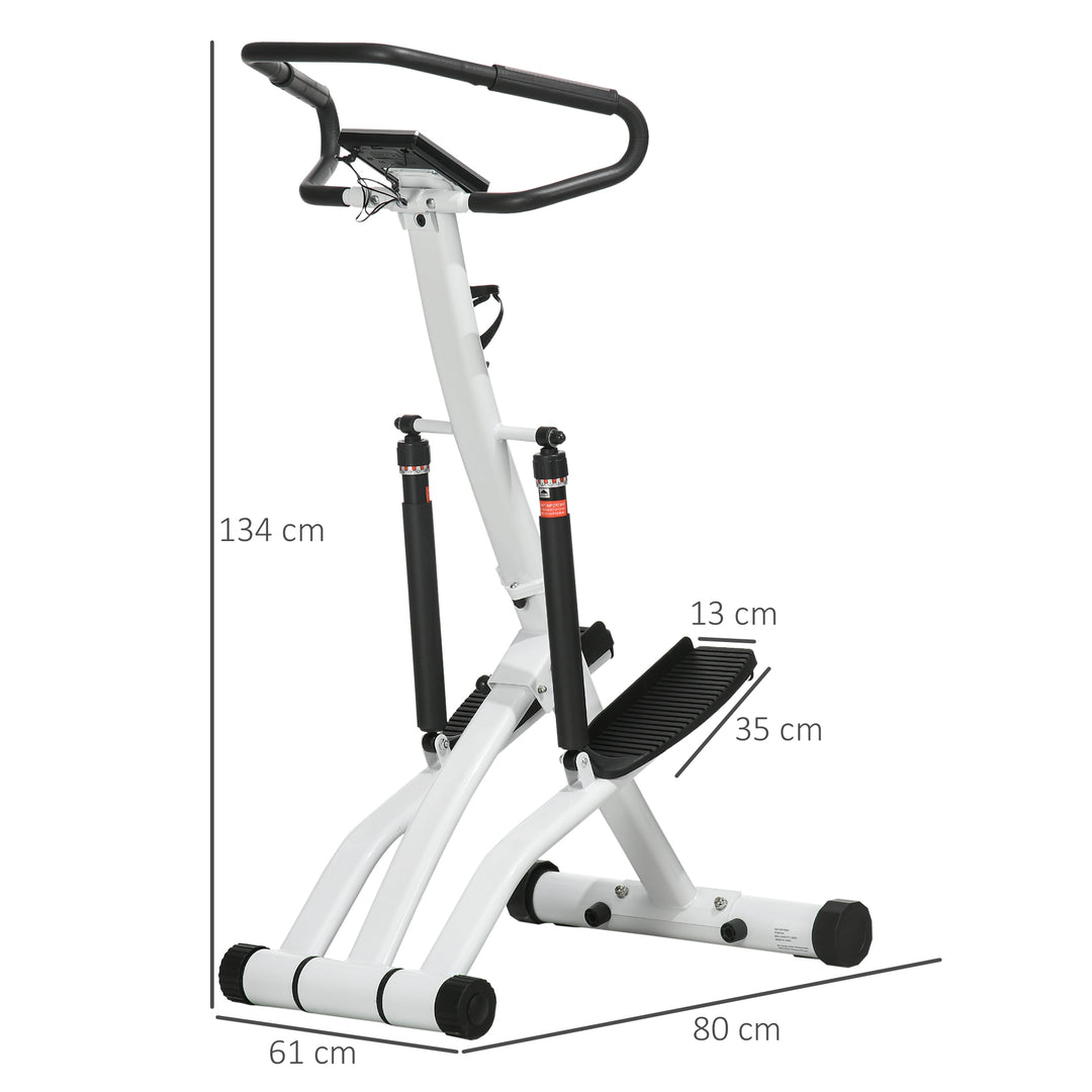 Stepper med 12 modstandsniveauer, lcd-display, 2 ruller, 80 cm x 61 cm x 134 cm, hvid + sort