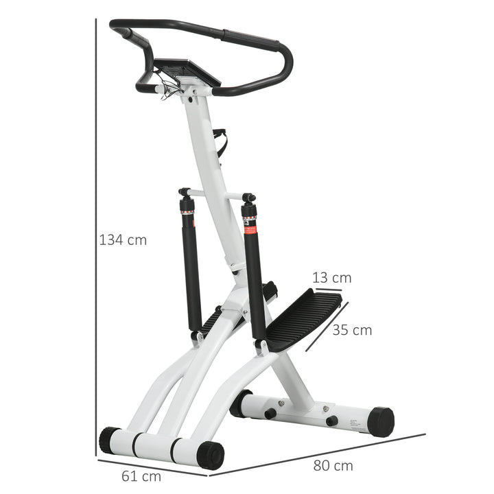 Stepper med 12 modstandsniveauer, lcd-display, 2 ruller, 80 cm x 61 cm x 134 cm, hvid + sort