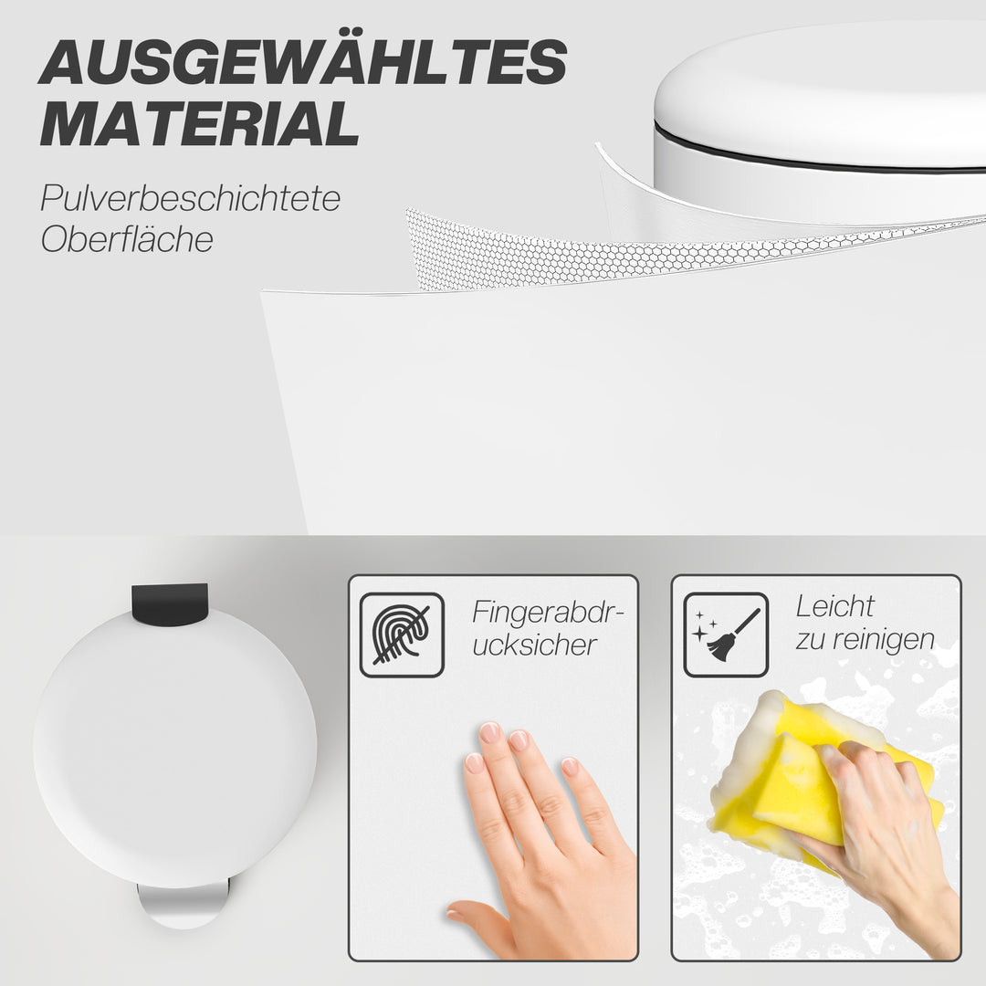 20L skraldespand med pedal, indvendig spand, fingeraftrykssikker, lydløs lukning, cremehvid