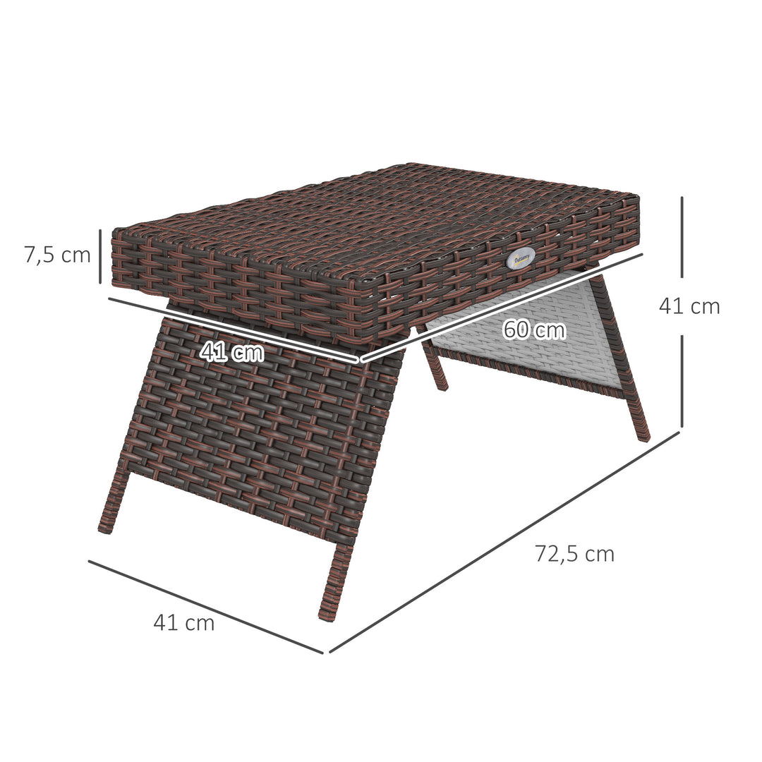 Havebord, udendørs sofabord, udendørs sidebord, PE-rattan, vejrbestandig, 60 cm x 41 cm x 41 cm, brun