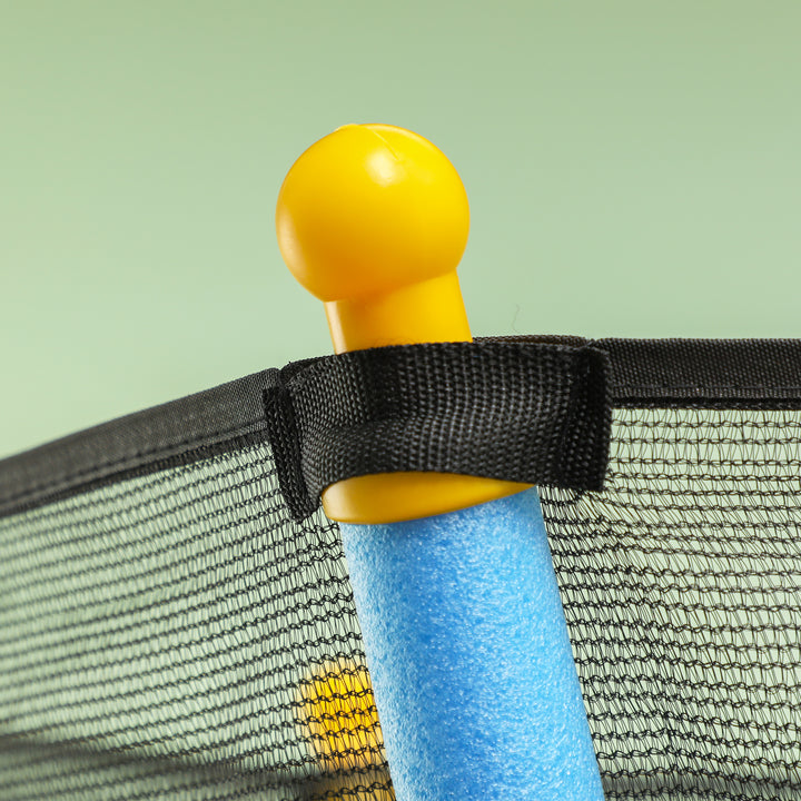 Børnetrampolin, 163,5 cm diameter, med sikkerhedsnet, polstret, stål, lasteevne op til 50 kg, sort og blå