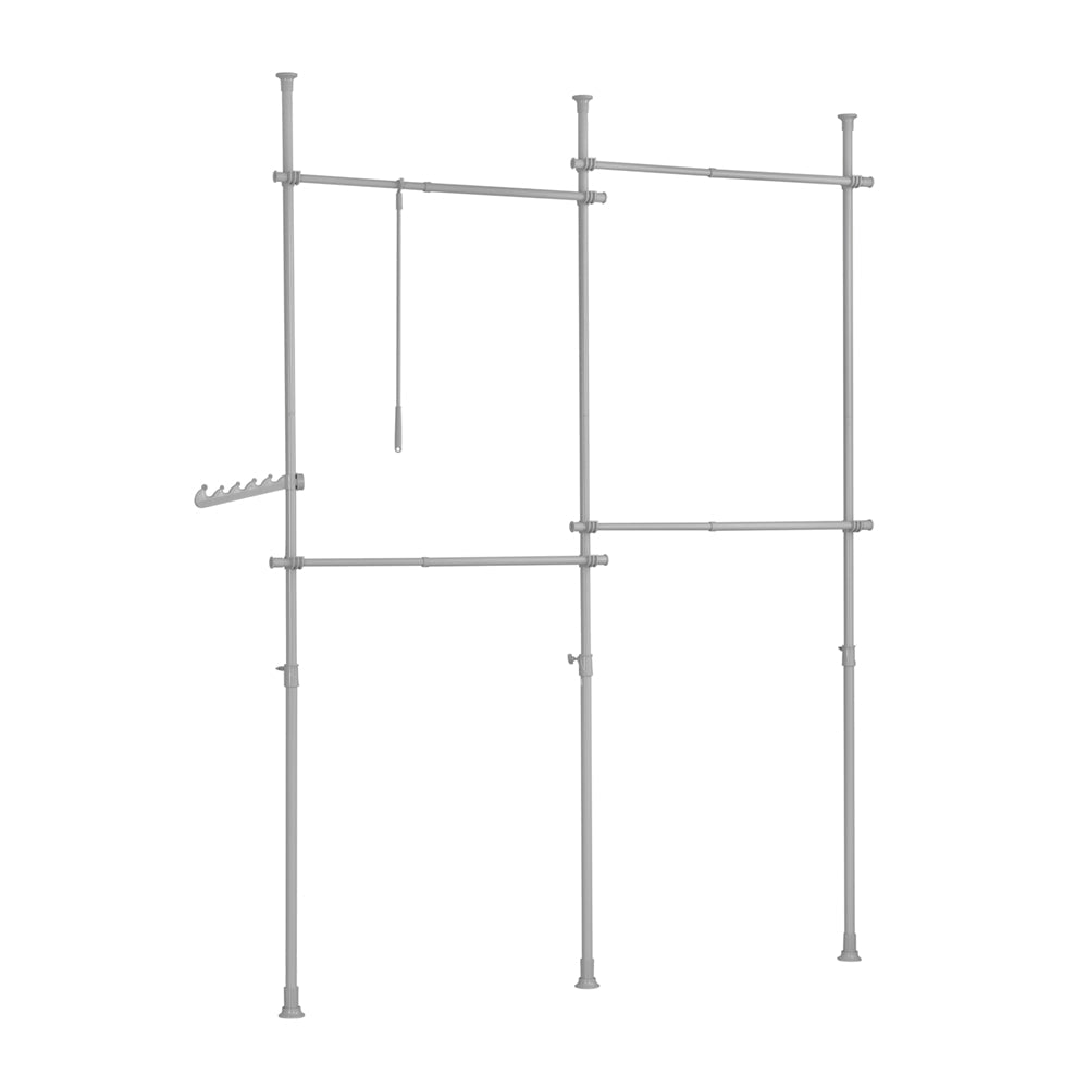 Få mere ud af dit soveværelse med en fleksibel teleskopgarderobe, H200-270 cm, L75-122 cm + 62-110 cm