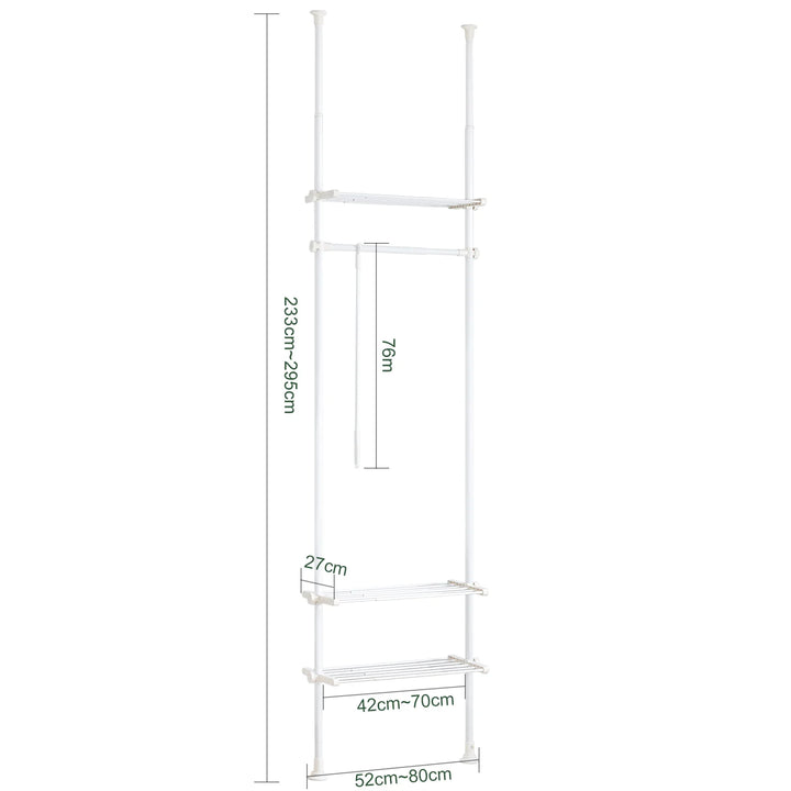 Elegant tøjstativ, teleskopisk, B(52-80) x H(233-300) cm, hvid