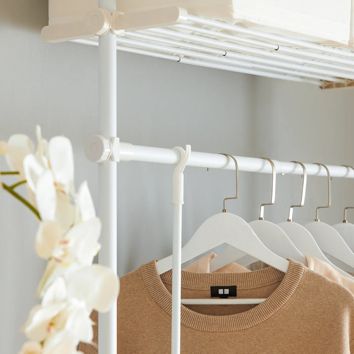 Elegant tøjstativ, teleskopisk, B(52-80) x H(233-300) cm, hvid