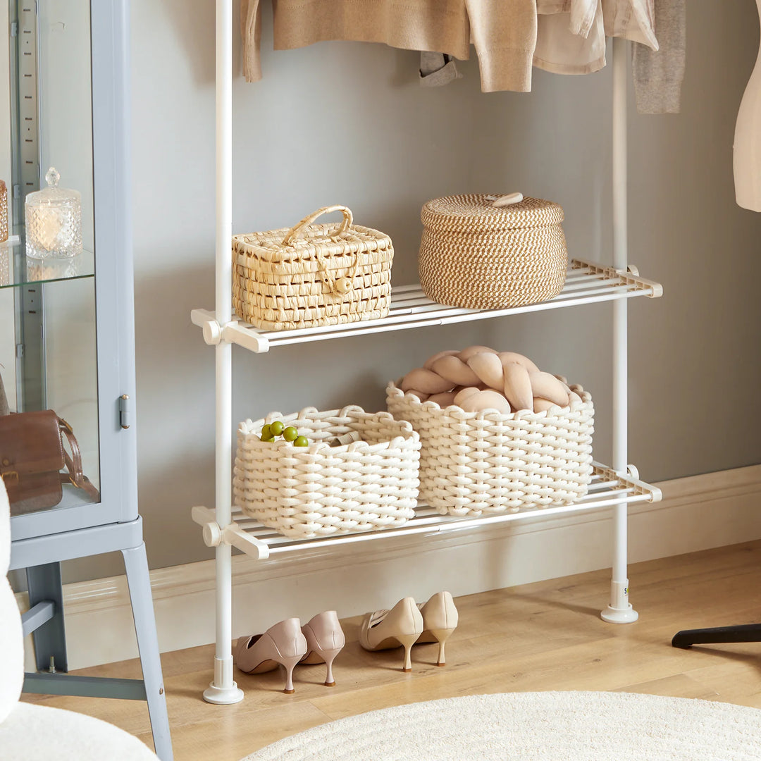 Elegant tøjstativ, teleskopisk, B(52-80) x H(233-300) cm, hvid