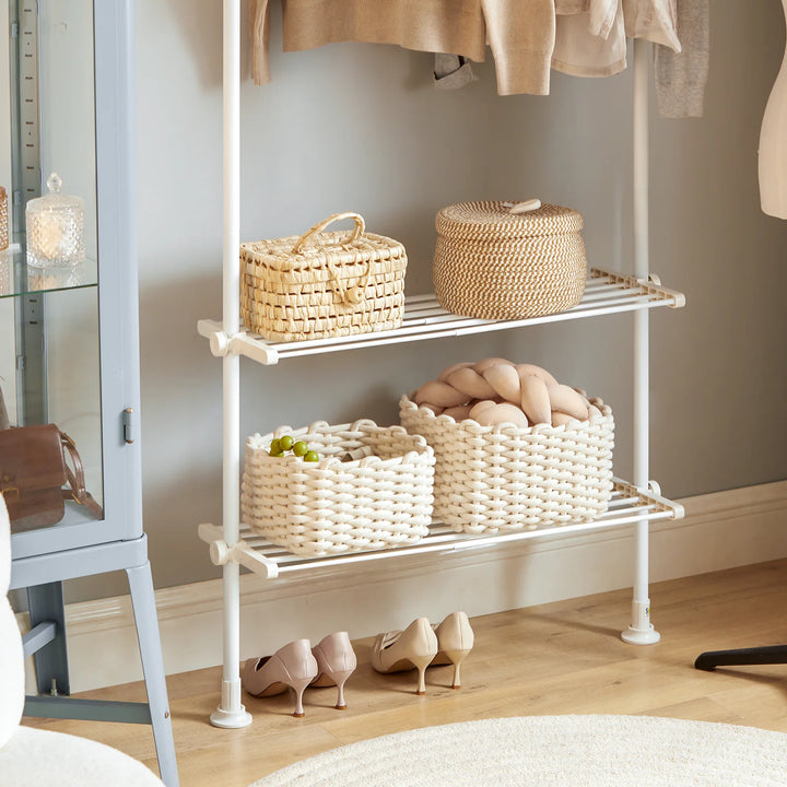 Elegant tøjstativ, teleskopisk, B(52-80) x H(233-300) cm, hvid