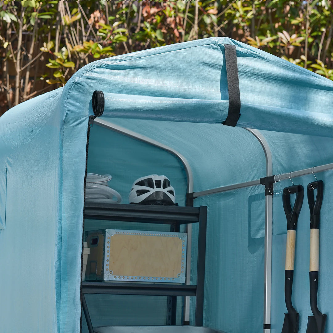 Robust og vejrbestandig cykelgarage, lyseblå, 120 x 163 x 176 cm