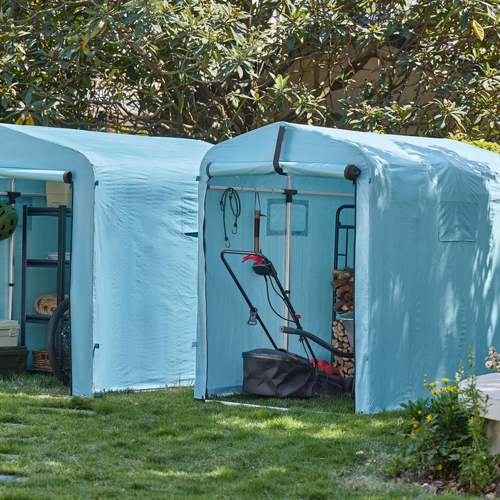 Robust og vejrbestandig cykelgarage, lyseblå, 120 x 163 x 176 cm