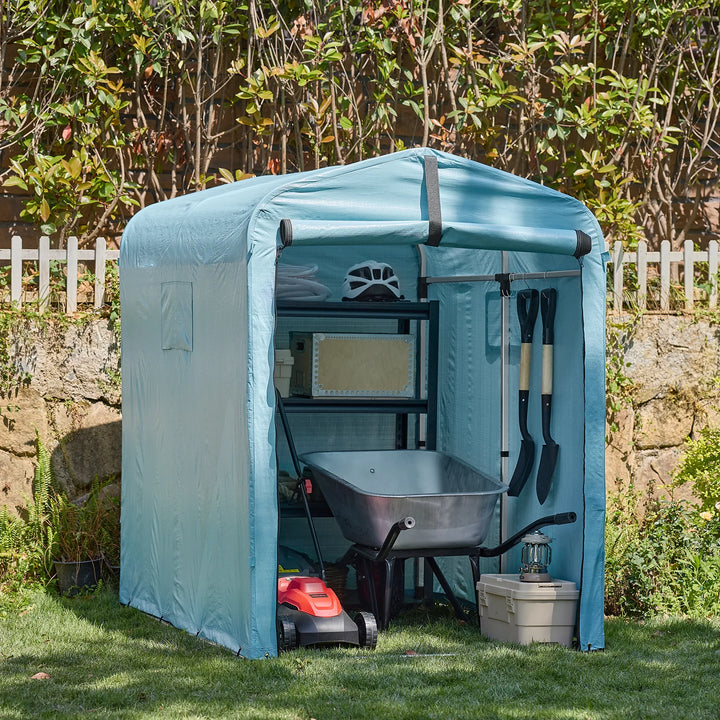 Robust og vejrbestandig cykelgarage, lyseblå, 120 x 163 x 176 cm