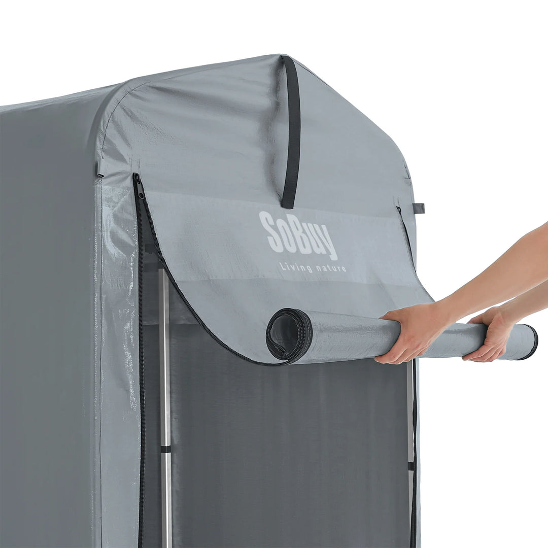 Robust og vejrbestandig cykel- og havegarage, grå,  120 x 163 x 176 cm