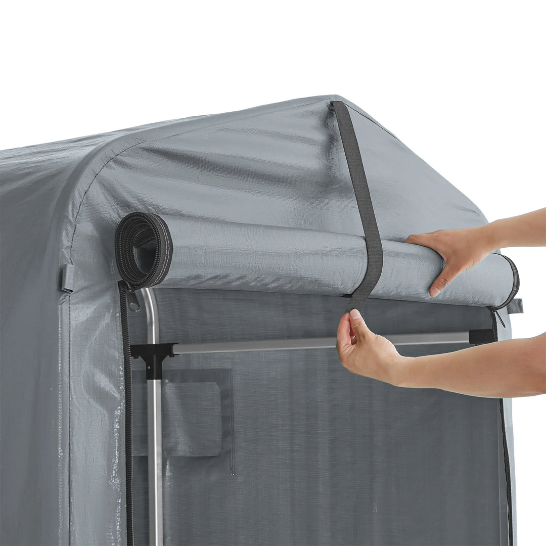 Robust og vejrbestandig cykel- og havegarage, grå,  120 x 163 x 176 cm