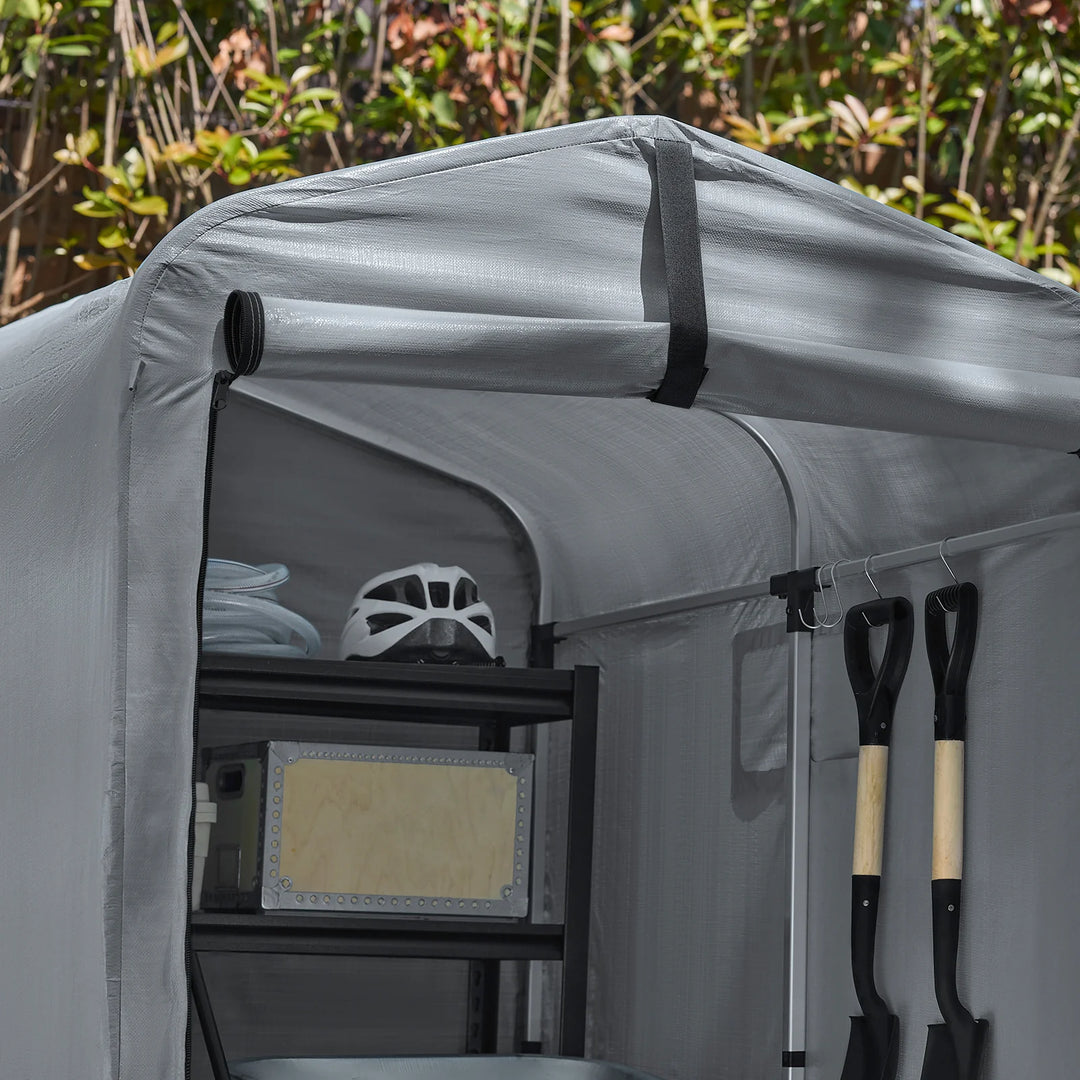 Robust og vejrbestandig cykel- og havegarage, grå,  120 x 163 x 176 cm