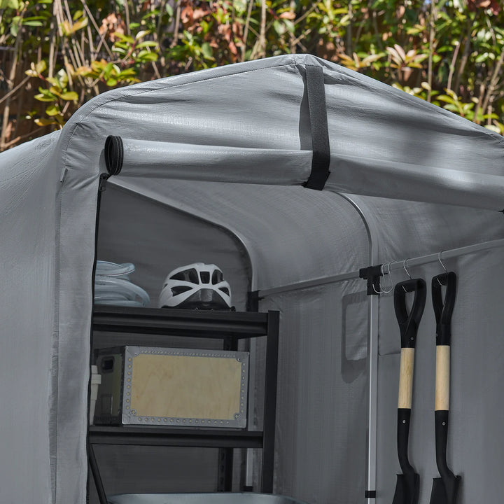 Robust og vejrbestandig cykel- og havegarage, grå,  120 x 163 x 176 cm