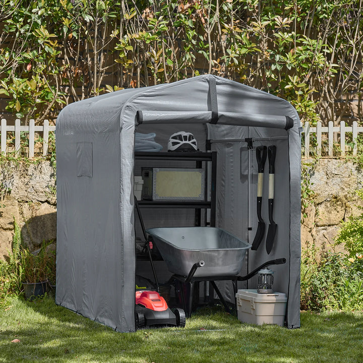 Robust og vejrbestandig cykel- og havegarage, grå,  120 x 163 x 176 cm