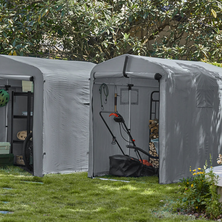 Robust og vejrbestandig cykel- og havegarage, grå,  120 x 163 x 176 cm