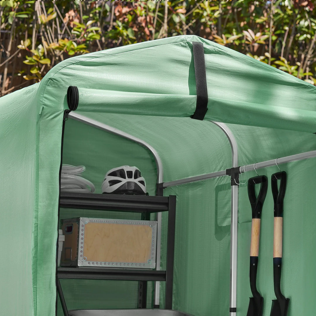 Robust og vejrbestandigt cykelgarage, grøn, 120 x 163 x 176 cm