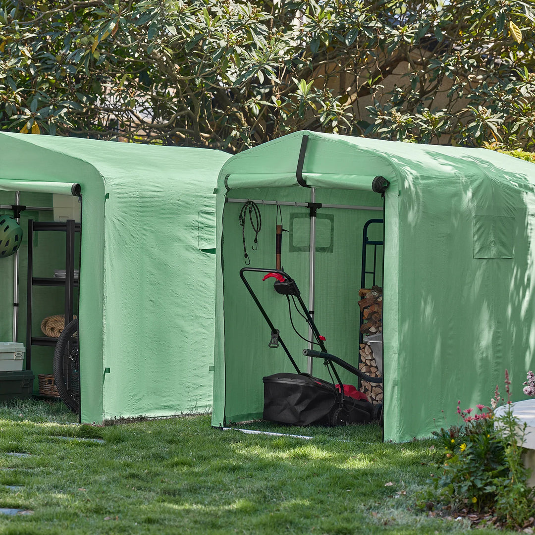 Robust og vejrbestandigt cykelgarage, grøn, 120 x 163 x 176 cm