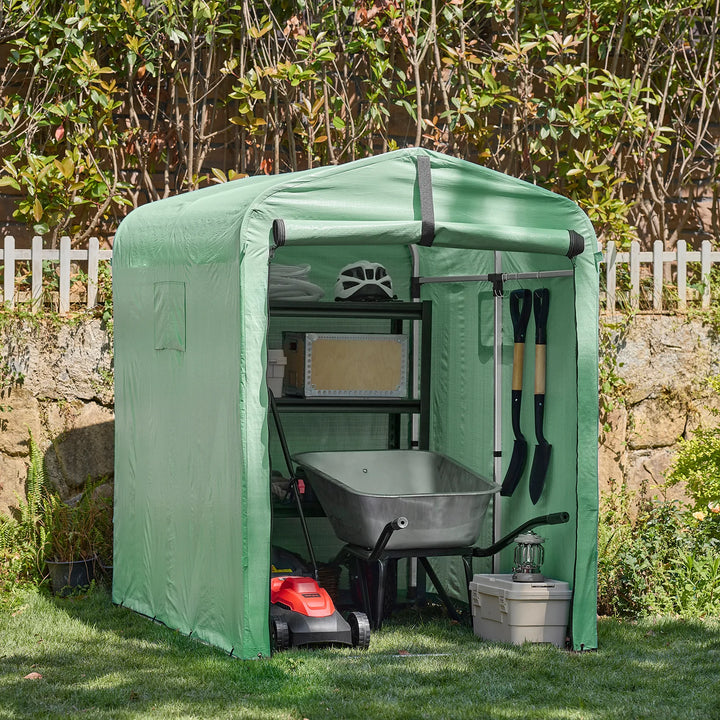 Robust og vejrbestandigt cykelgarage, grøn, 120 x 163 x 176 cm