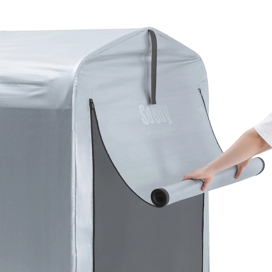 Robust og vejrbestandig cykelgarage, sølvfarvet, 120 x 163 x 176 cm