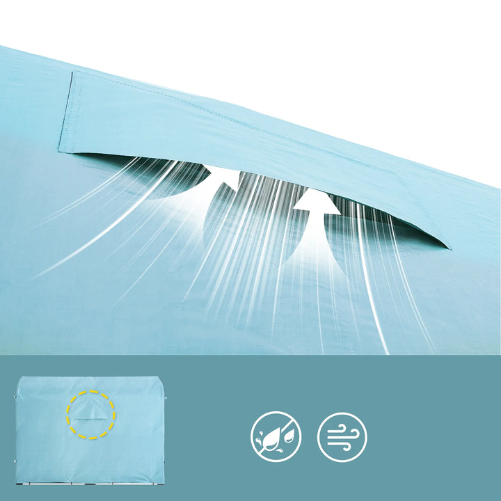 Robust og vejrbestandigt haveskur, lyseblå (159 x 219 x 165 cm)