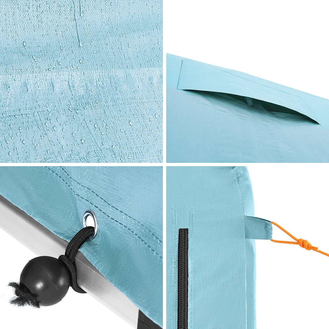 Robust og vejrbestandigt haveskur, lyseblå (159 x 219 x 165 cm)
