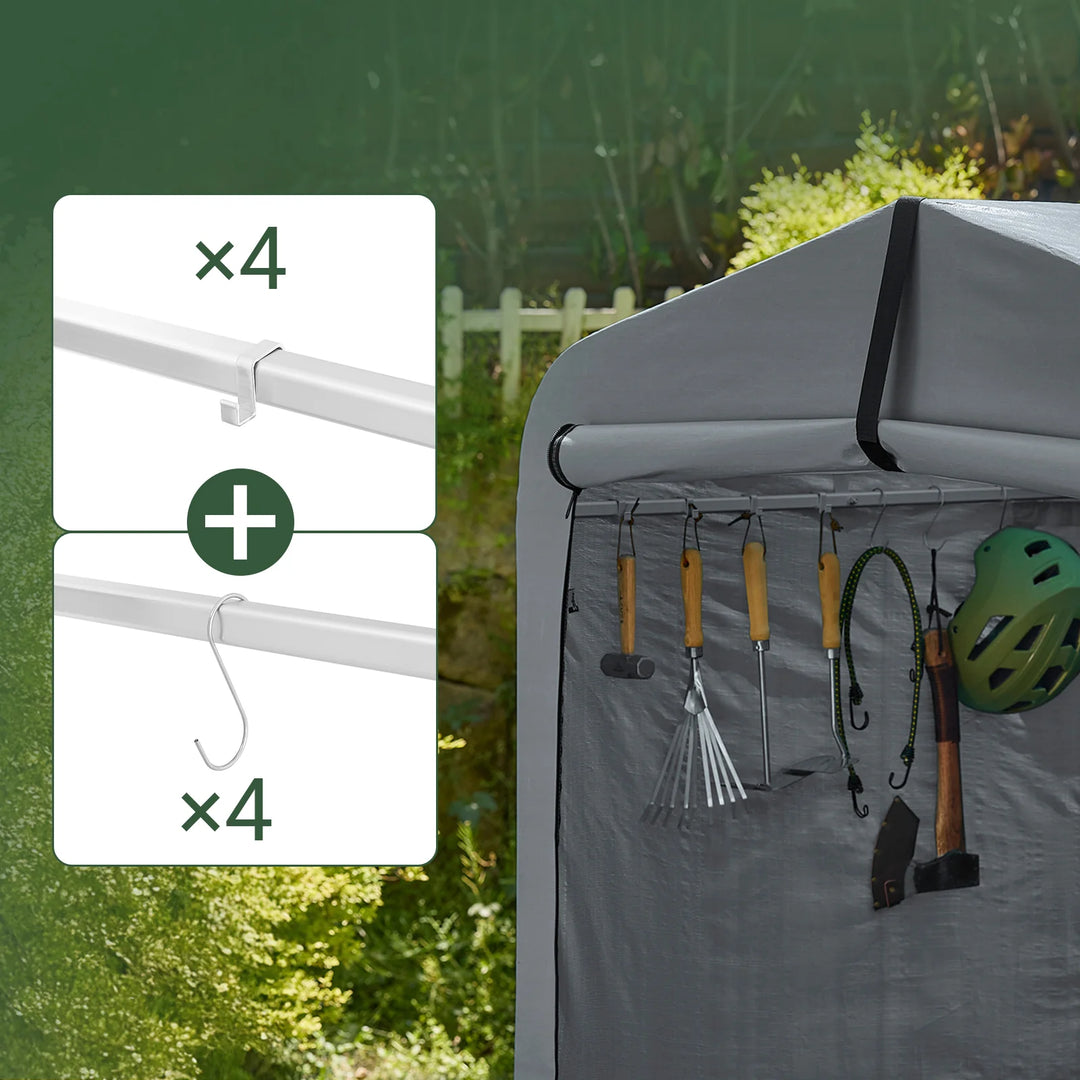 Robust og vejrbestandigt have- og cykelskur, grå (159 x 219 x 165 cm)