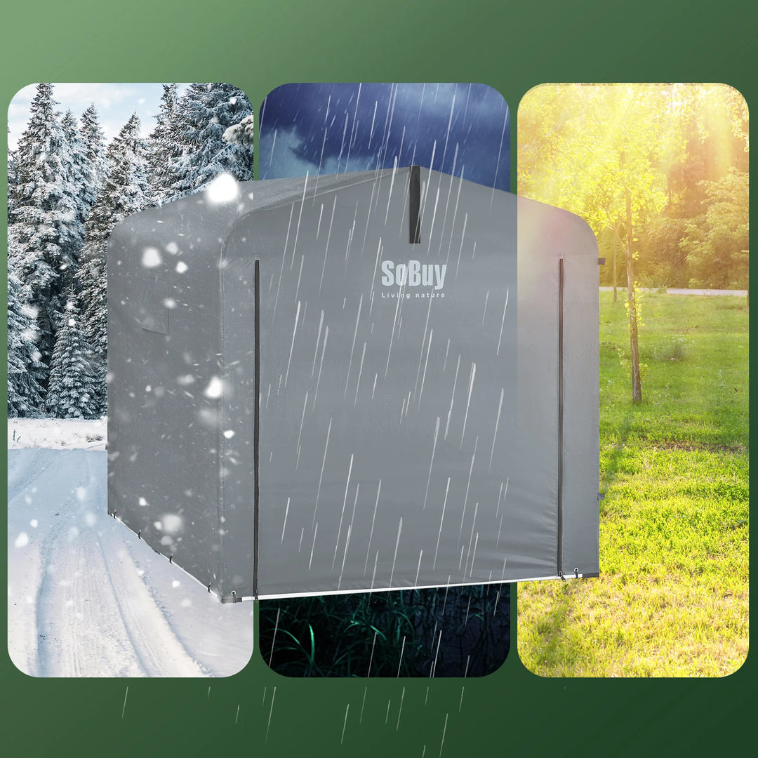 Robust og vejrbestandigt have- og cykelskur, grå (159 x 219 x 165 cm)