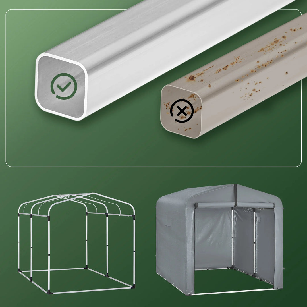 Robust og vejrbestandigt have- og cykelskur, grå (159 x 219 x 165 cm)
