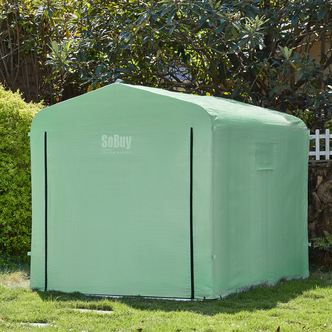 Robust og vejrbestandigt haveskur, grøn (159 x 219 x 165 cm)