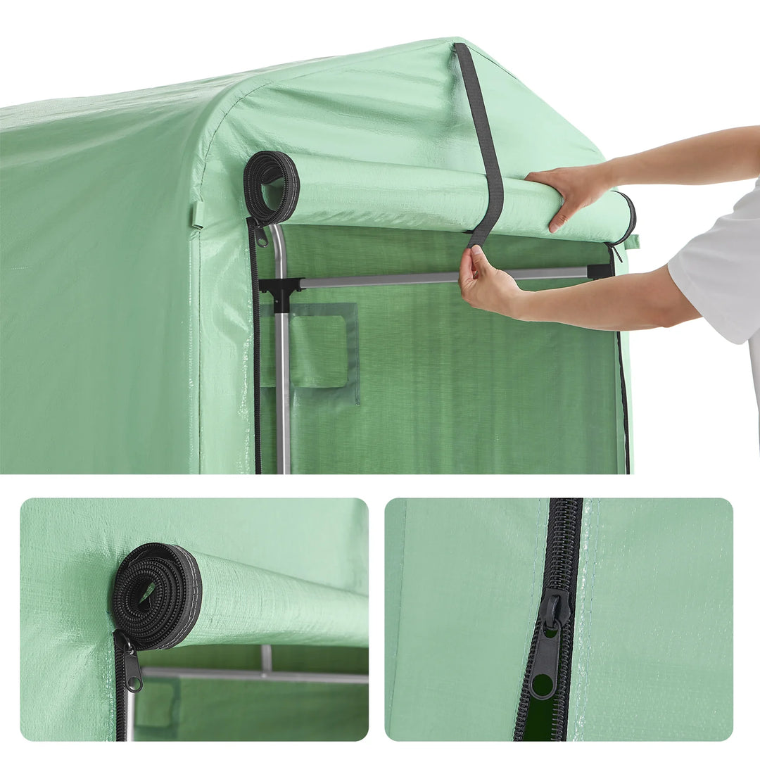 Robust og vejrbestandigt haveskur, grøn (159 x 219 x 165 cm)