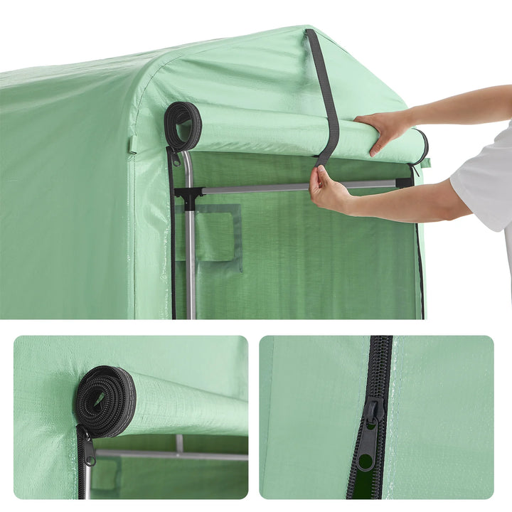 Robust og vejrbestandigt haveskur, grøn (159 x 219 x 165 cm)