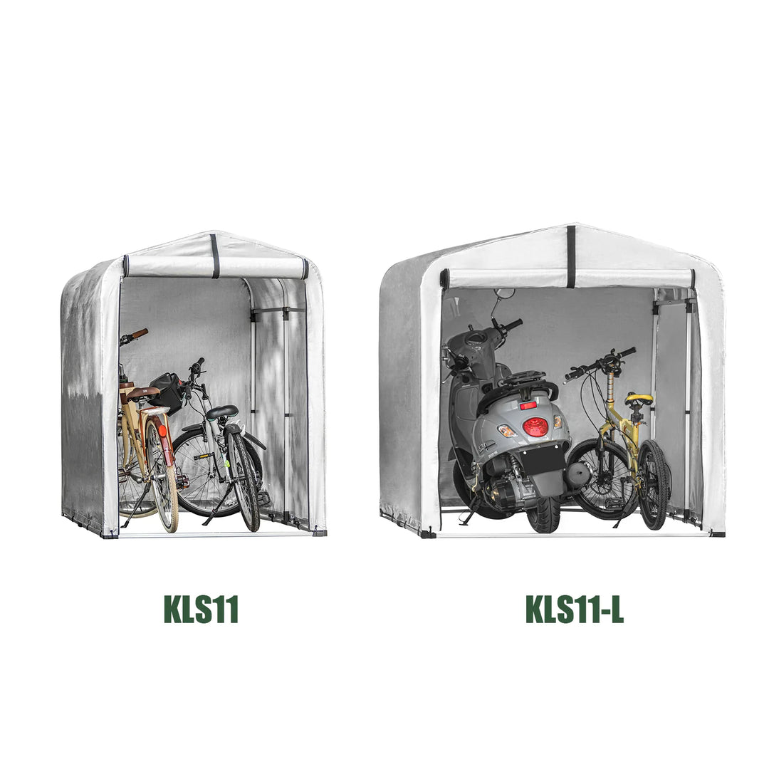 Mobilt redskabsskur – vandafvisende opbevaring til motorcykel, cykler og haveredskaber, sølv, 159 × 165 × 219 cm