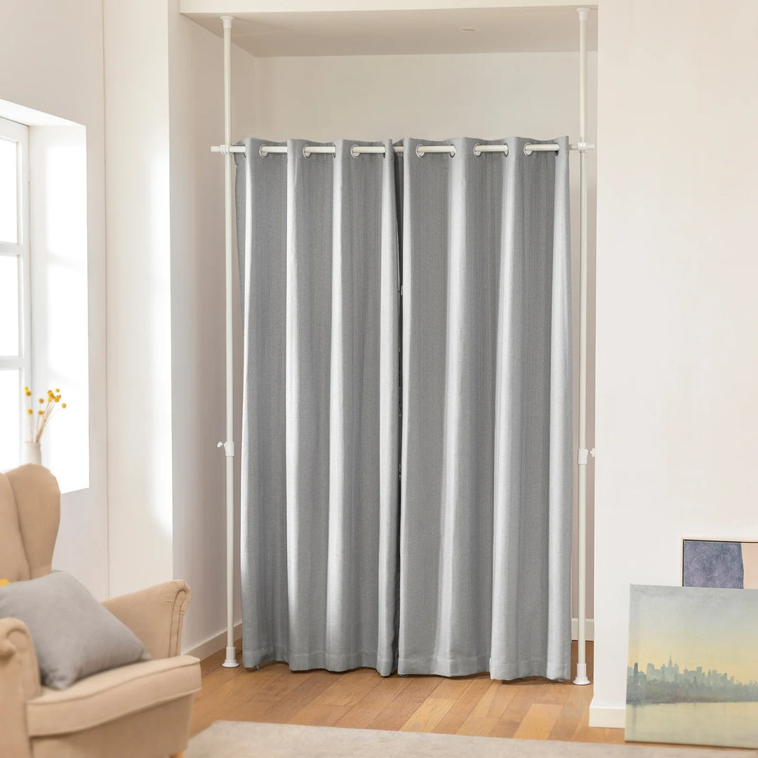 Mørklægningsgardiner med justerbare metalstænger, grå