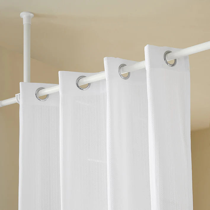 Justerbart teleskopgardin til mørklægning - Hvid, Bredde 162-266 cm, Højde 199-262 cm