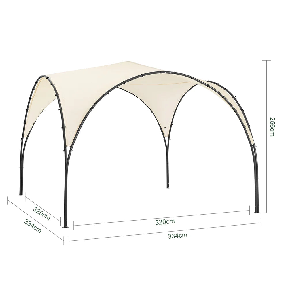 Pergola til haven, L334 x B334 x H256 cm, hvid