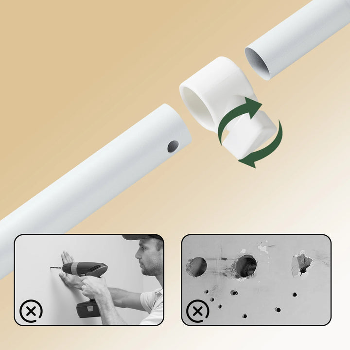 Justerbar teleskop tøjstativ med hylder og garderobestænger – hvid, kraftig og åben garderobeløsning