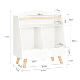 Børnebogsreol i skandinavisk design,  L61xB35xH71 cm, hvid