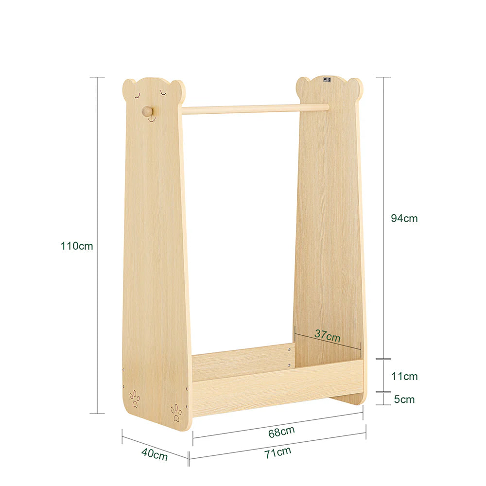 Tøjstativ til børneværelset, L71xB40xH110 cm, naturfarvet